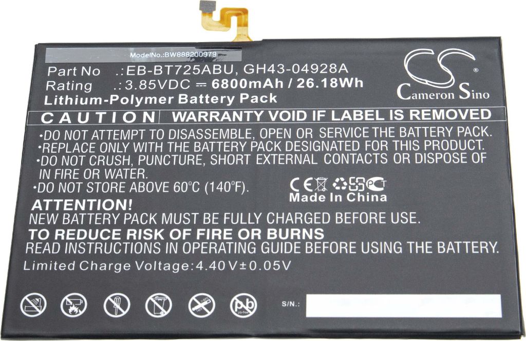 vhbw Akku kompatibel mit Samsung Galaxy Tab S5e, S5e 10.5, S5e 10.5 2019, S5e LTE, S5e WiFi, S6 10.5 Tablet Pad (6800 mAh, 3,85 V, Li-Polymer)