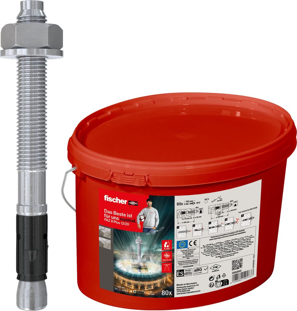 Fischer Bolzenanker FAZ II Plus 12/20 im Eimer (80 St) - Produktbild 
