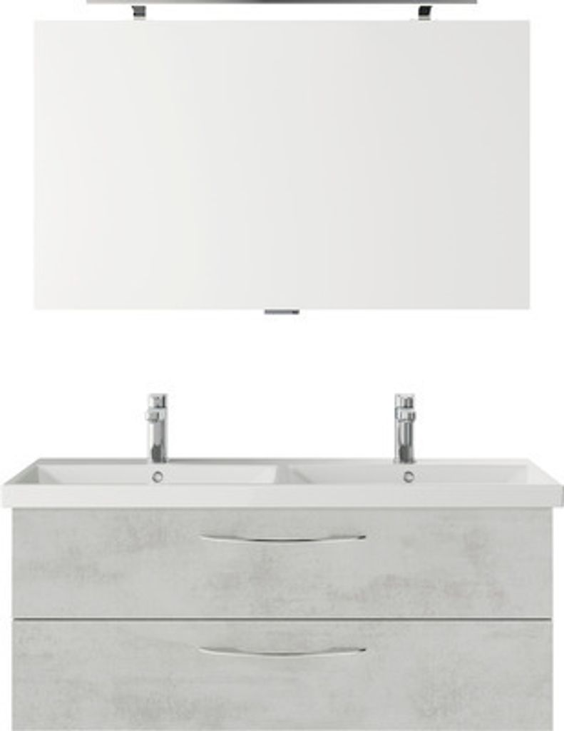 Badmöbelset 3-teilig Pelipal Serie 4035 BxHxT 120 x 200 x 45 cm Frontfarbe grau mit Waschtisch Keramik weiß und Keramik-