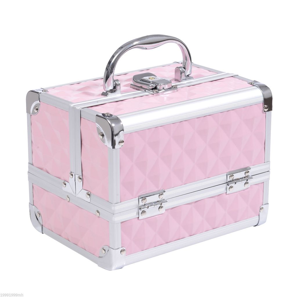 HOMCOM Maletín de Maquillaje Organizer Cosméticos Profesional Estuche de Maquillaje Caja de Belleza Portátil Con Cerradura Varios Compartimiento...