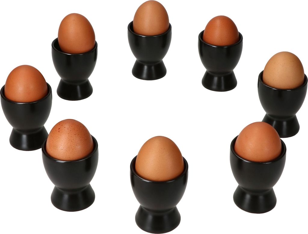 8x Kieliszki na jajka Nero czarna kamionka dla 8 osób Zdjęcie produktu 
