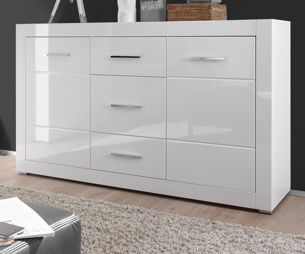 Sideboard "Carrara" weiß Hochglanz Wohn- und Esszimmer Produktbild 