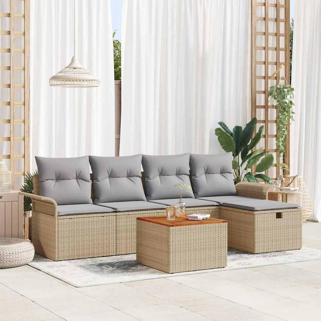 Maison Exclusive - Gartensofa-set mit Kissen mit Speicher 6 pcs Beige Poly Rattan