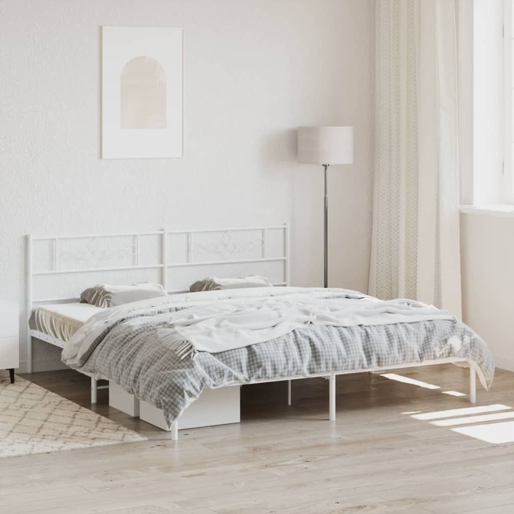Maison Exclusive - Bettgestell mit Kopfteil Metall Weiß 200x200 cm