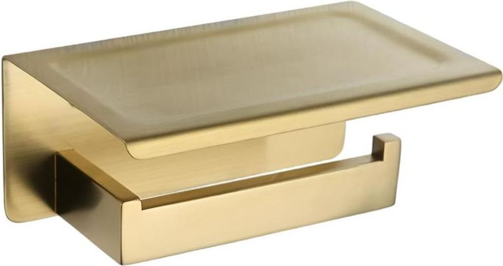 Toilettenpapierhalter Wandhalterung Badezimmer Regal Stahl gebürstet Gold Haken