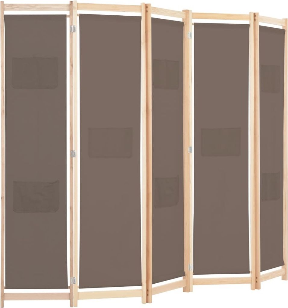 Möbel 5-teiliger Raumteiler Paravent Elegantes Design - Trennwand/Sichtschutz - Braun 200x170x4 cm Stoff Top8445719