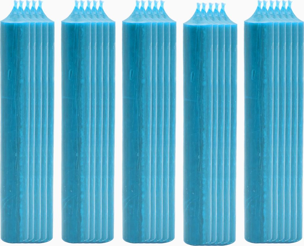 25x Stabkerze Tischkerze Eisblau Wachskerze Durchgefärbt Tropffrei Kerze 180 x 22mm Set