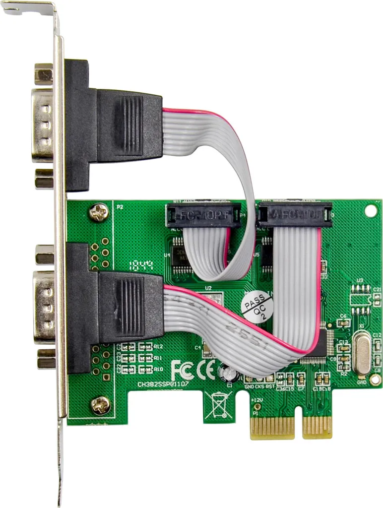 Carte InLine® PCIe 2 ports RS-232 avec connecteurs D-Sub 9 profil bas