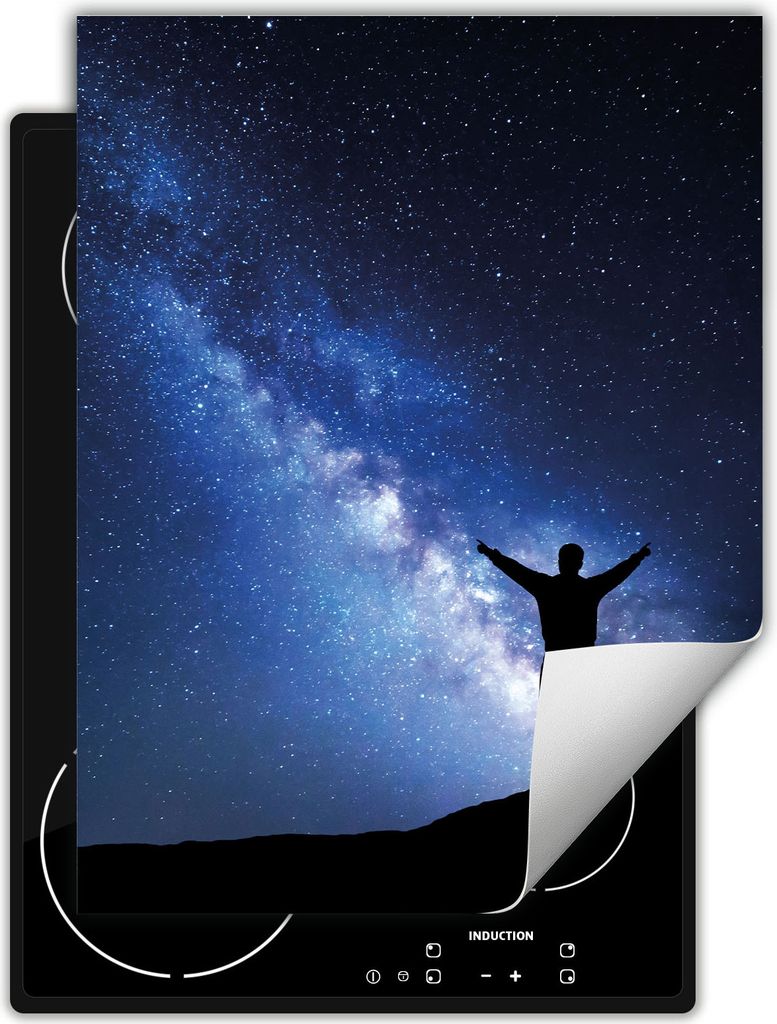 DarHaus Herdabdeckplatte Einteilig Küche Abdeckplatte für Glaskeramikfeld Abdeckung Induktionskochfeld Aufrollbare Matte 40x52 cm, Nacht - Sterne