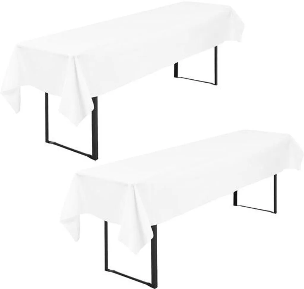Lot de 2 nappes blanches 110x260 cm en polyester pour garden-party