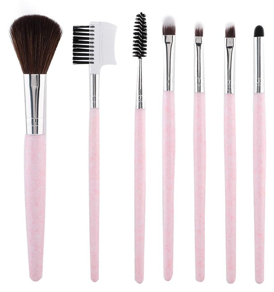 7-teiliges professionelles Make-up-Pinselset, Lidschattenpinsel, Rougepinsel, Lippenpinsel, Make-up-Werkzeugset (Pink)