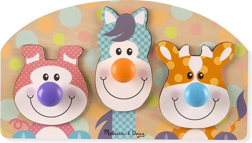 Melissa & Doug 13440 First Play Wooden Jumbo Peg Farm Animal Puzzle
