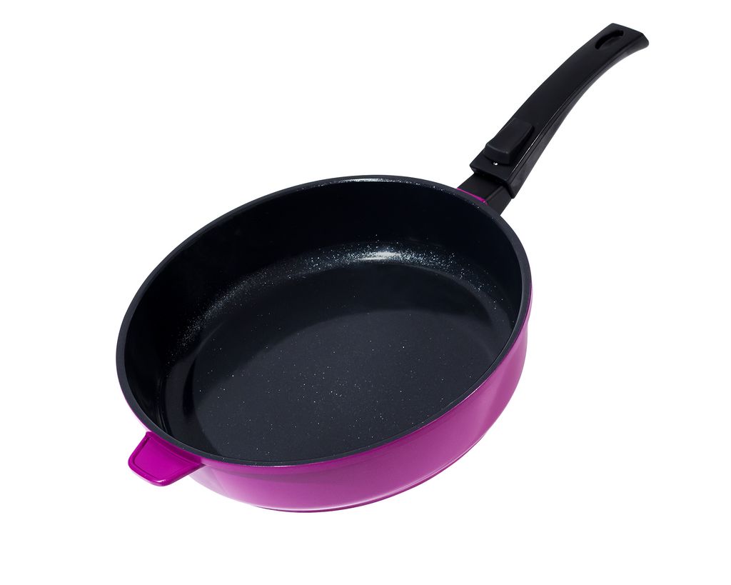 ø28cm KING Bratpfanne BRILLANT aus Aluguss / Farbe: berry / mit abnehmbarem Griff