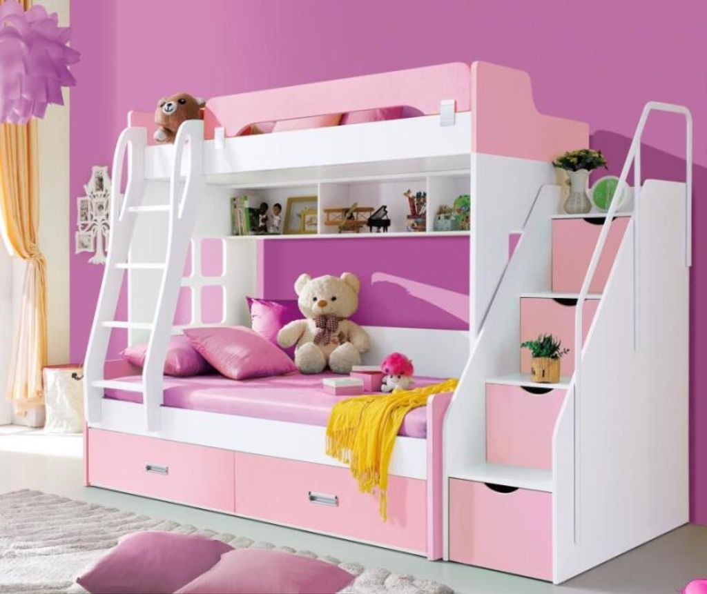 Jugendbett Betten Rosa Kinderbett Doppelstockbett Stockbett Holz Möbel Holz Neu