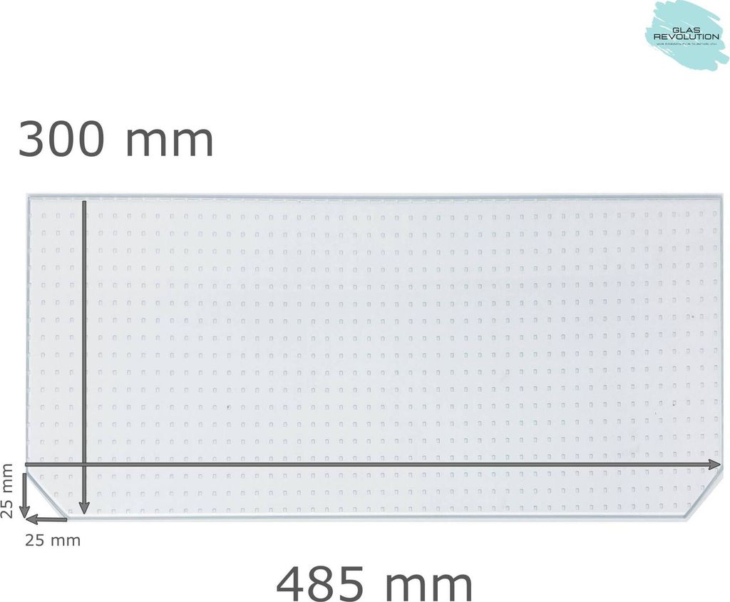 Kühlschrank Einlegeboden - Master Carré 4 mm - 2 abgeschrägte Ecken - (116,62 EUR / qm - Mindestbfl. 0,25 qm - Kantenb. 5,35 EUR / lfm - Eckenb....