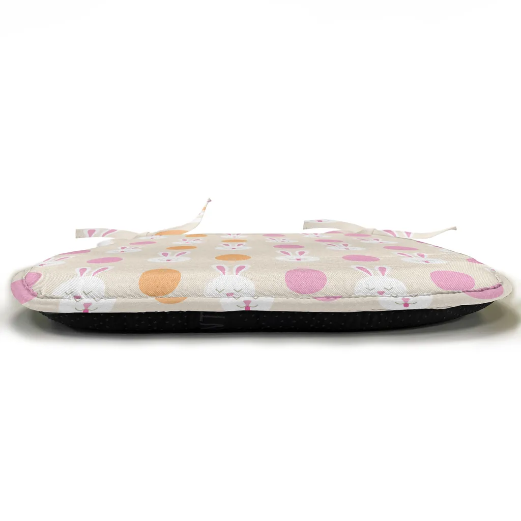 ABAKUHAUS Cuscini pasquali per sedie da sala da pranzo, faccine di coniglietti e uova, cuscini decorativi impermeabili con cinturini per sedie da cucina, 40 cm x 40 cm, confezione da 12, rosa pallido arancione - 3
