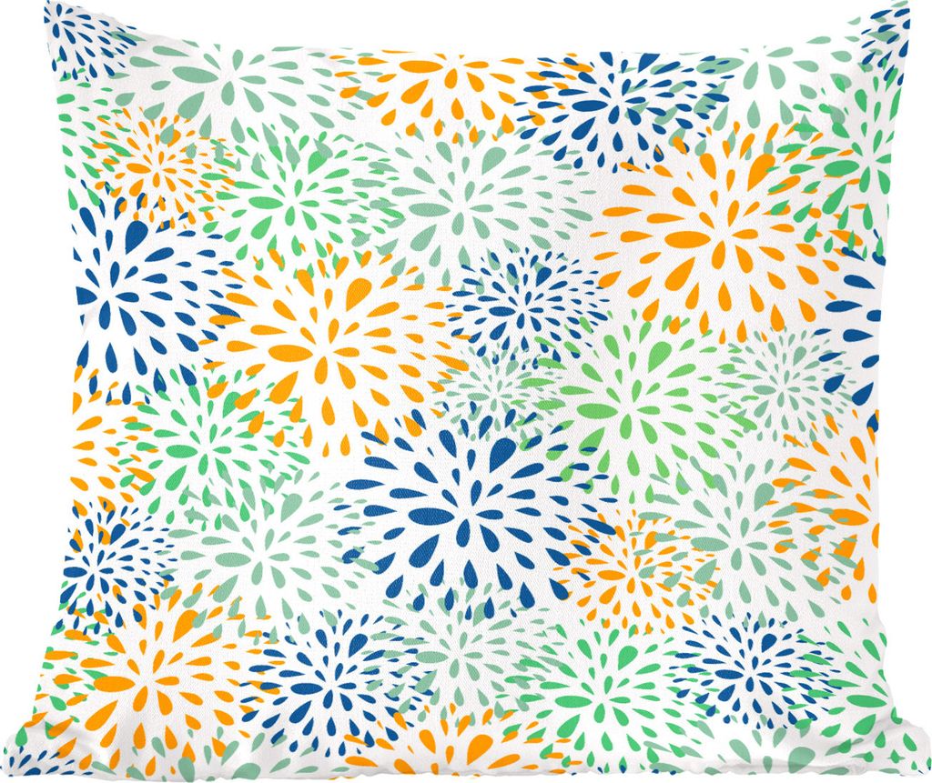 MuchoWow Zierkissen Sofakissen Wohnzimmer Dekokissen 45x45 cm Feuerwerk - Blumen - Regenbogen - Muster - Schlafpolster - Polster für das Sofa
