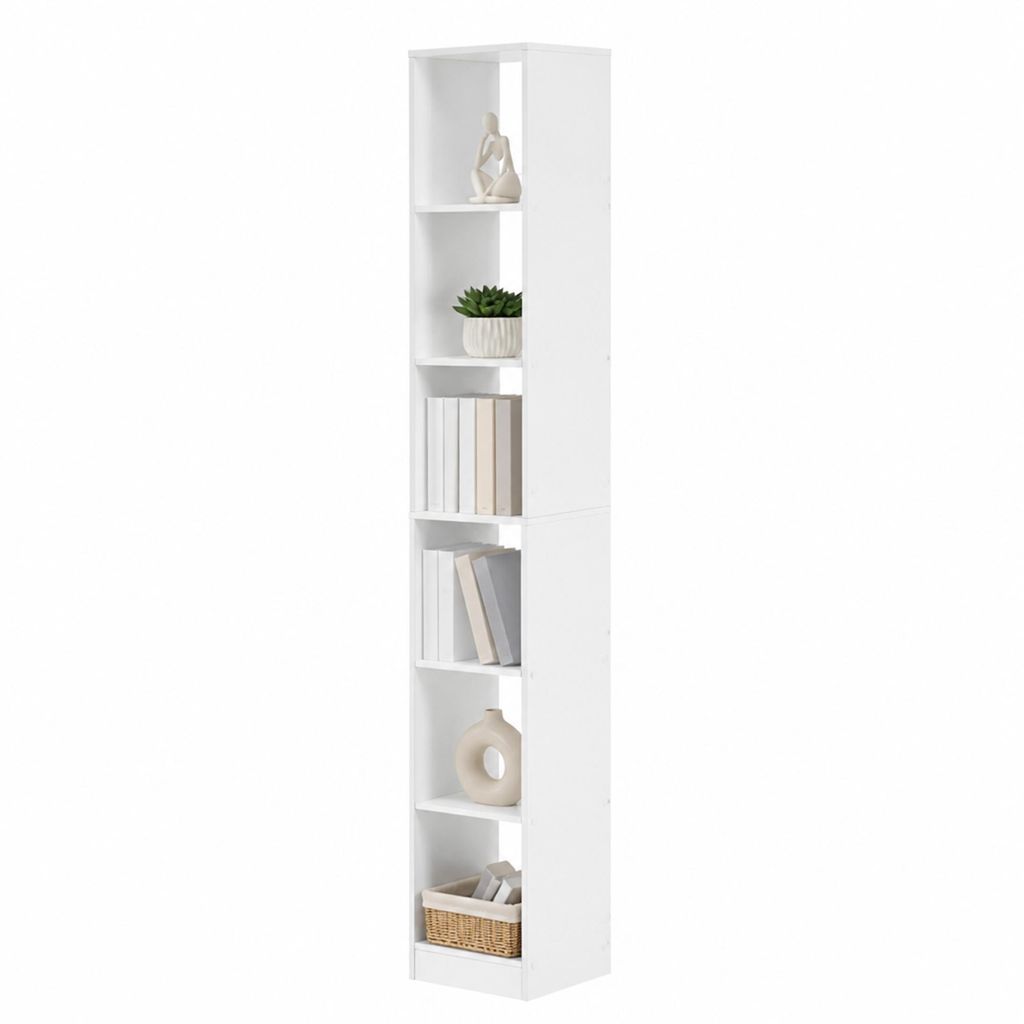 6-stöckiges Bücherregal Würfelregal, 24 x 30 x 183 cm Weiß Produktbild 