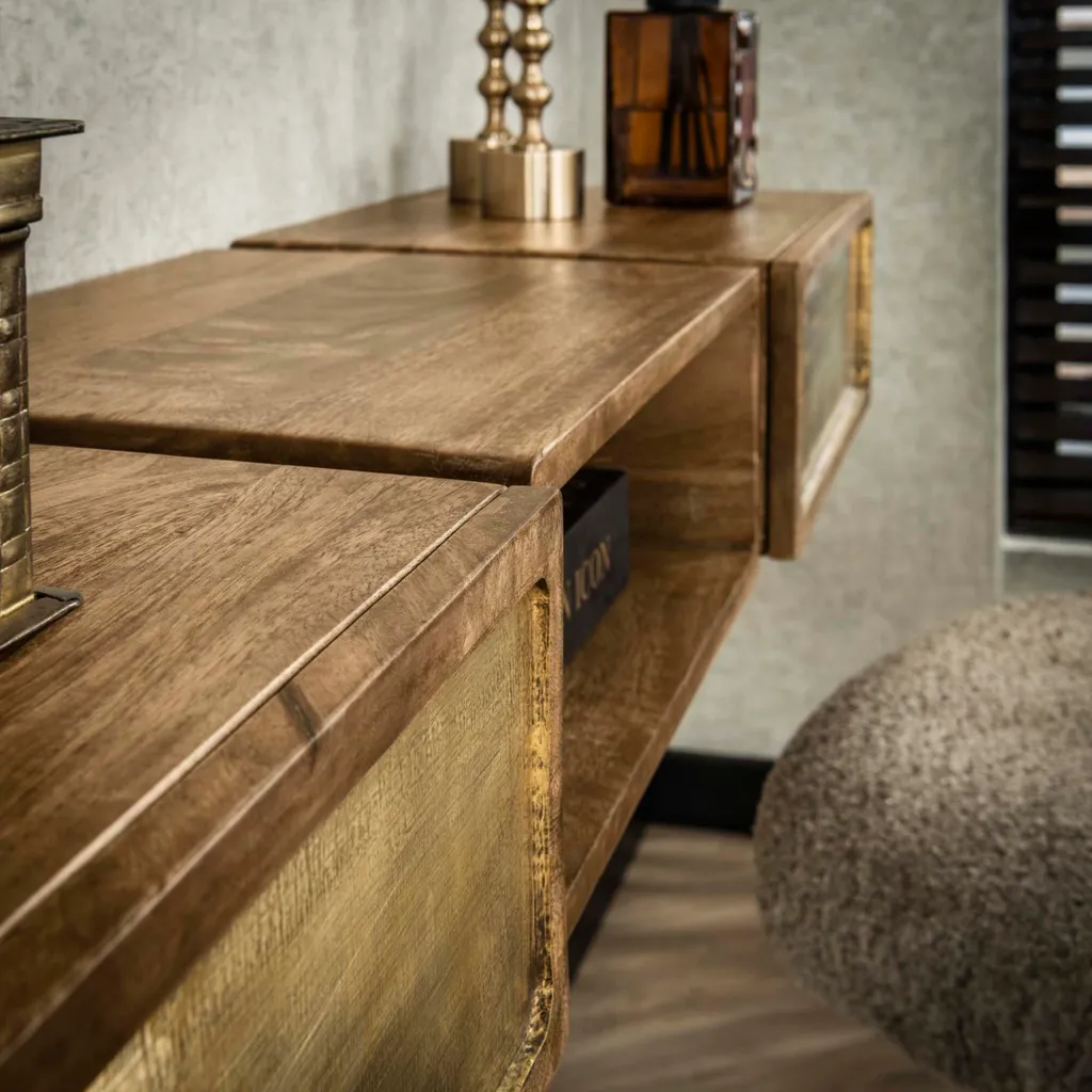Console murale étroite marron et laiton 123 cm - Table d'appoint chic - 3