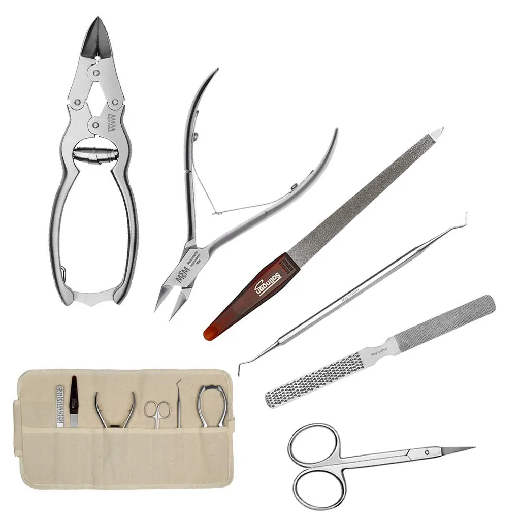 Kit pédicure professionnel pour ongles épais, set complet 6 pièces inox