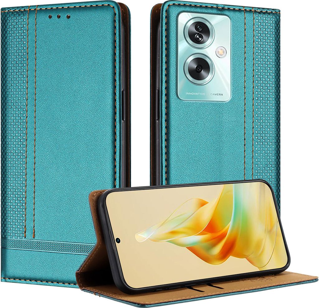Handyhülle für OPPO A79 5G Leder Flip Klappbare Schutzhülle mit Standfunktion Grün
