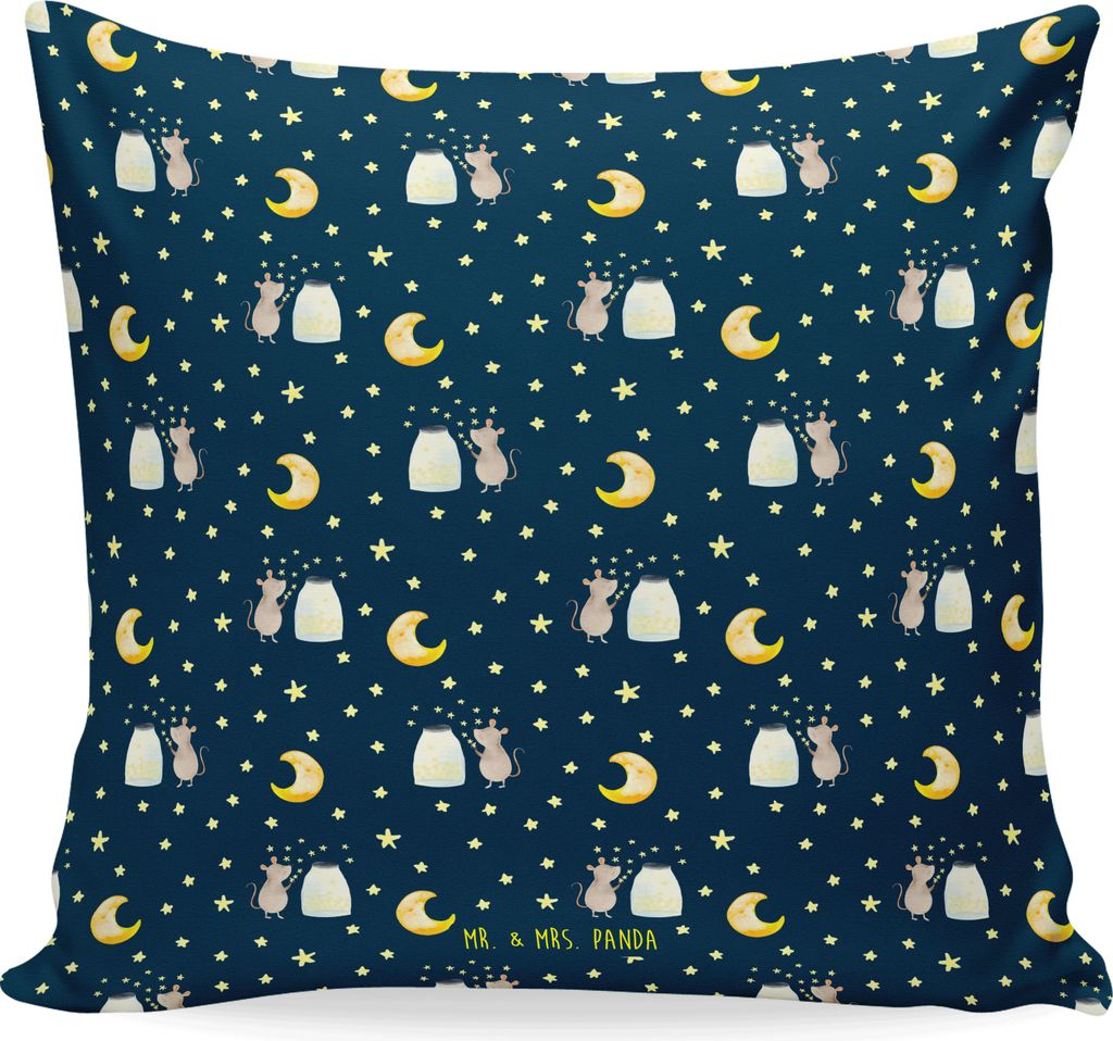 Mr. & Mrs. Panda Kuschel Kissen Maus Sterne - Blau - Geschenk, Kuschelkissen, 40x40, Dekokissen, Hoffnung, Tiermotive, bedruckt, Sofakissen, Schwan...