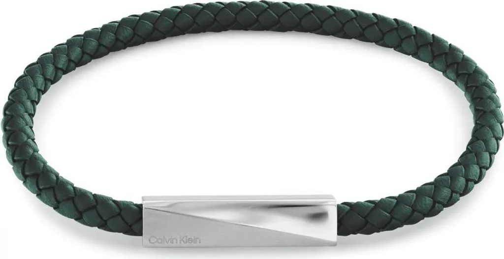 Bracciale Uomo CK 35100065 Acciaio Satinato e Cuoio Verde | New Collection
