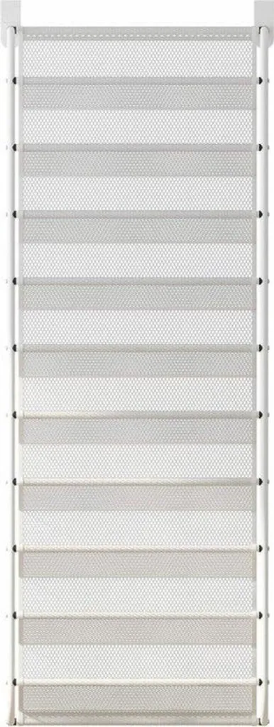 Étagère à chaussures de porte blanche 12 niveaux avec crochets acier