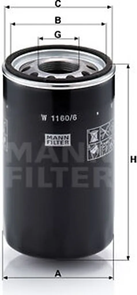 Filtre hydraulique W 1160/6 MANN-FILTER à haute capacité de rétention - 2