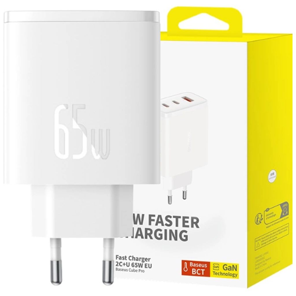 Baseus Cube Pro 65W GaN Ladegerät - Triple Port: 2x USB-C & Produktbild 