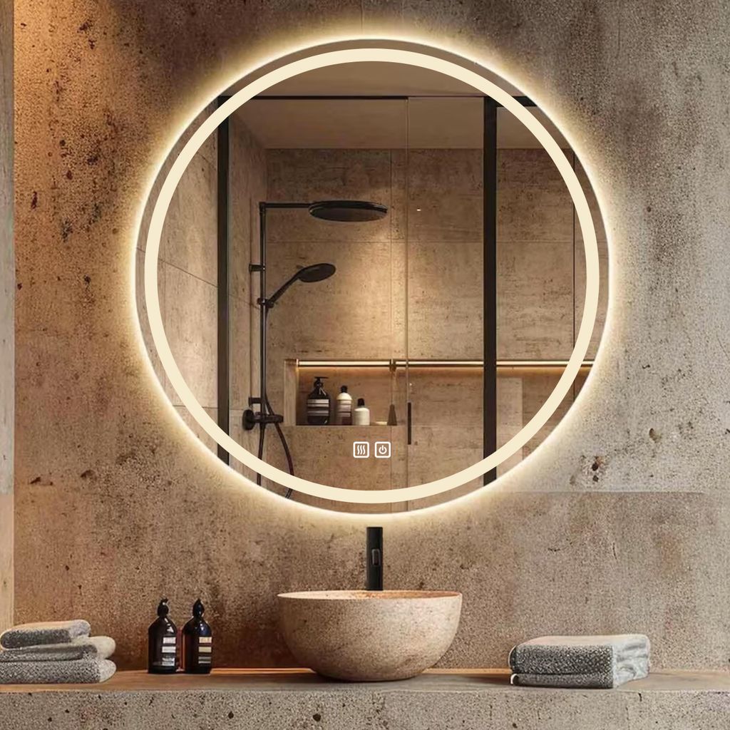 LED Badspiegel Rund 80 cm – Anti-Beschlag, 3 Lichtfarben Produktbild 
