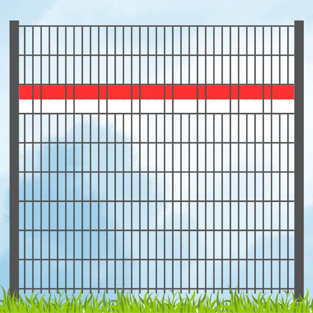 Sichtschutzstreifen in Vereinsfarben - Set ROT-WEISS Akzentstreifen