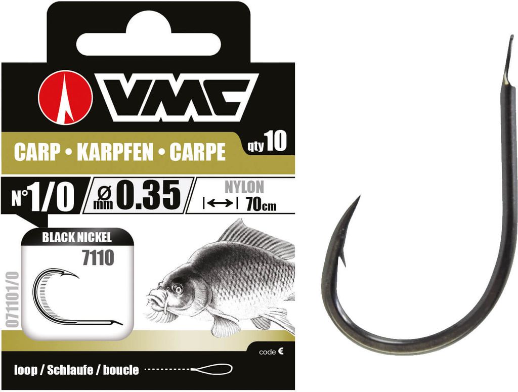 VMC Karpfenhaken 7110 Vorfachhaken Schwarz 70cm #6
