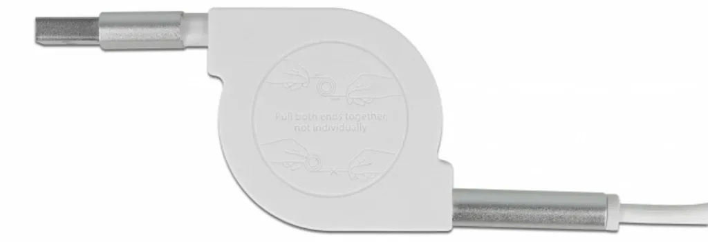 Câble USB 3-en-1 blanc rétractable avec fiches Type C et Micro USB Delock