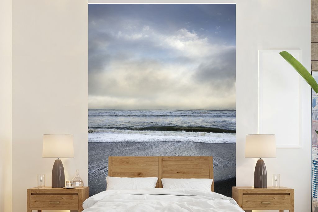 MuchoWow Fototapete für Wohnzimmer oder Schlafzimmer Wandtapete Vinyl Motivtapete Amerikanischer Strand in Kalifornien - 170x260 cm - Wohnzimmer...