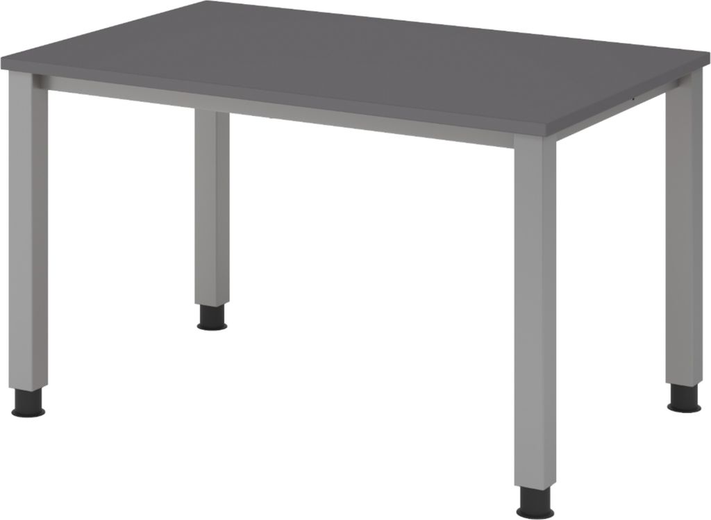 bümö Schreibtisch Serie-Q Gestell: Silber - Größe: 120 x 80 cm, Nachbildung: Graphit