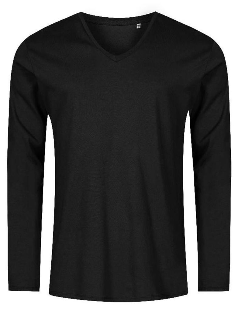 X.O By Promodoro - T-Shirt V-Ausschnitt für Herren Langärmlig LT3565 (XXL) (Schwarz)