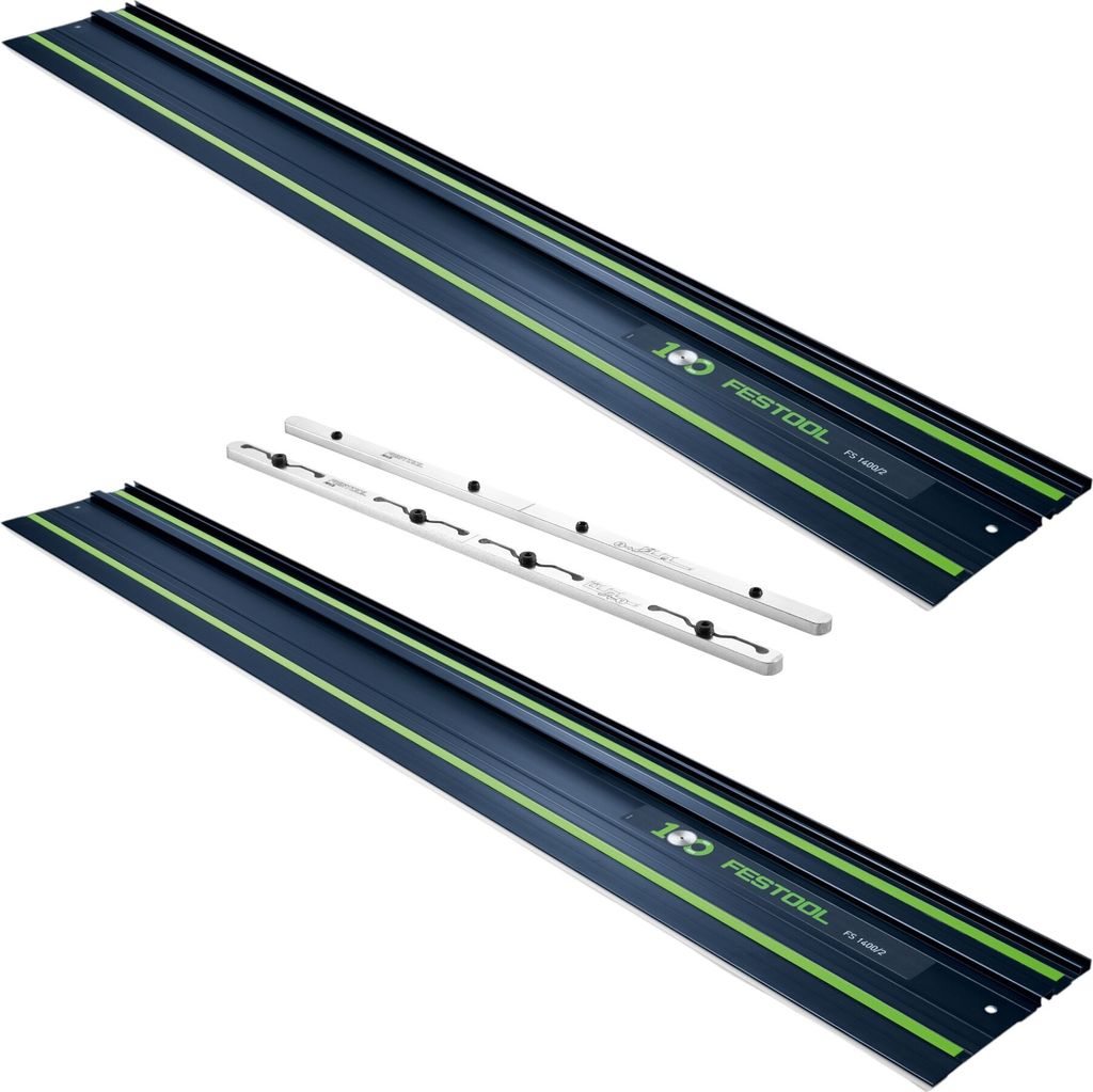 Festool 2x FS 1400/2 BL Führungsschiene 1400 mm Blau ( 2x 578246 ) 100Y Jubiläums Edition + FSV/2 Verbindungsstück ( 577039 )