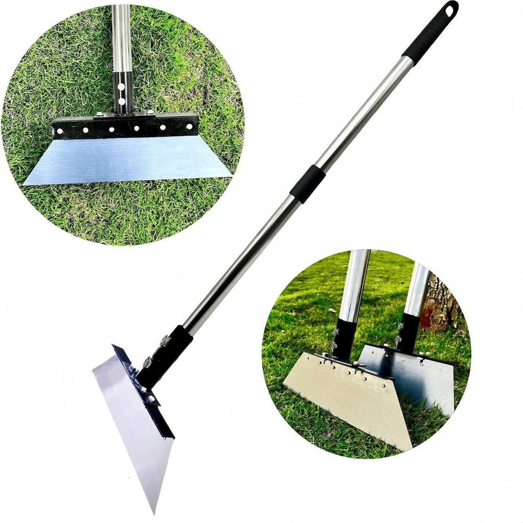 Garten-Reinigungsschaufel 1,6m Verstellbarer Griff Multifunktionale flache Schaufel Bodenschaber Werkzeug für Unkraut jäten Graben Eis Schnee ent...