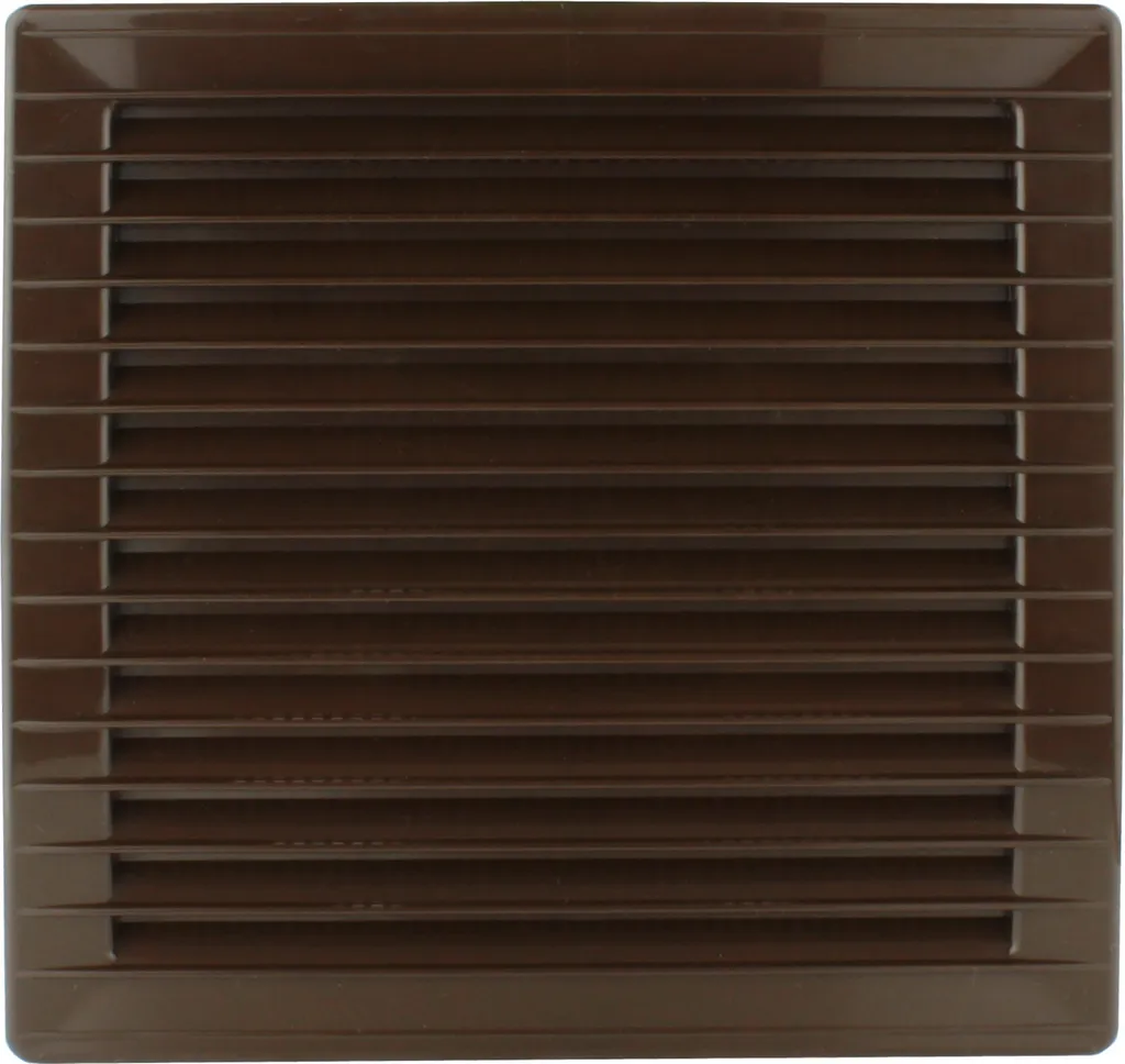 Grille à lamelles 170x170 en plastique marron Ø 120mm avec moustiquaire