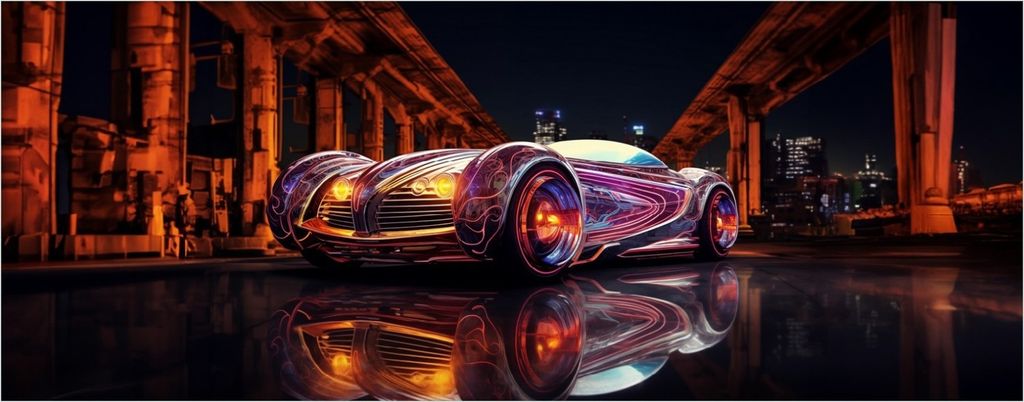 Wallario Poster - Lichtspiel-Roadster, Kunstdruck Größe: 50 x 125 cm