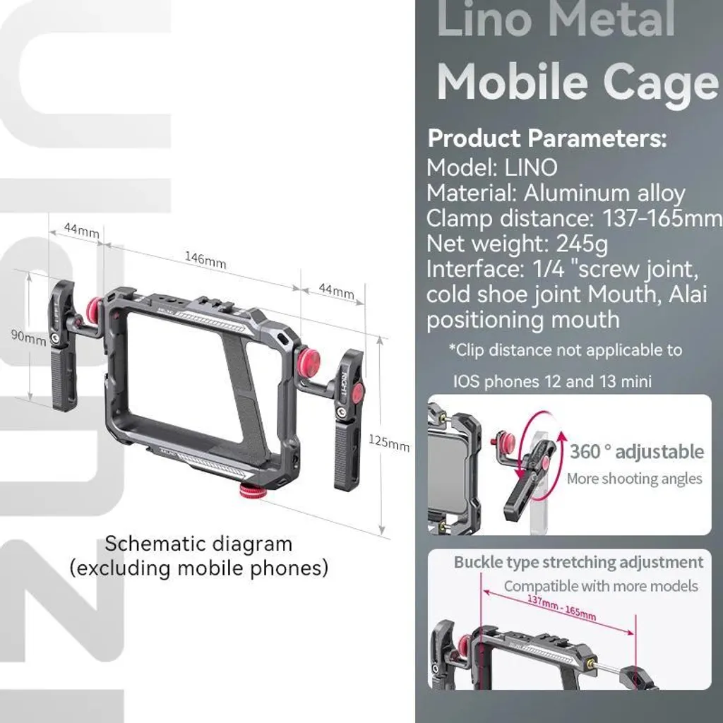 Support Smartphone Double Poignée Cage Lino : Montage Multi-Interfaces - 2