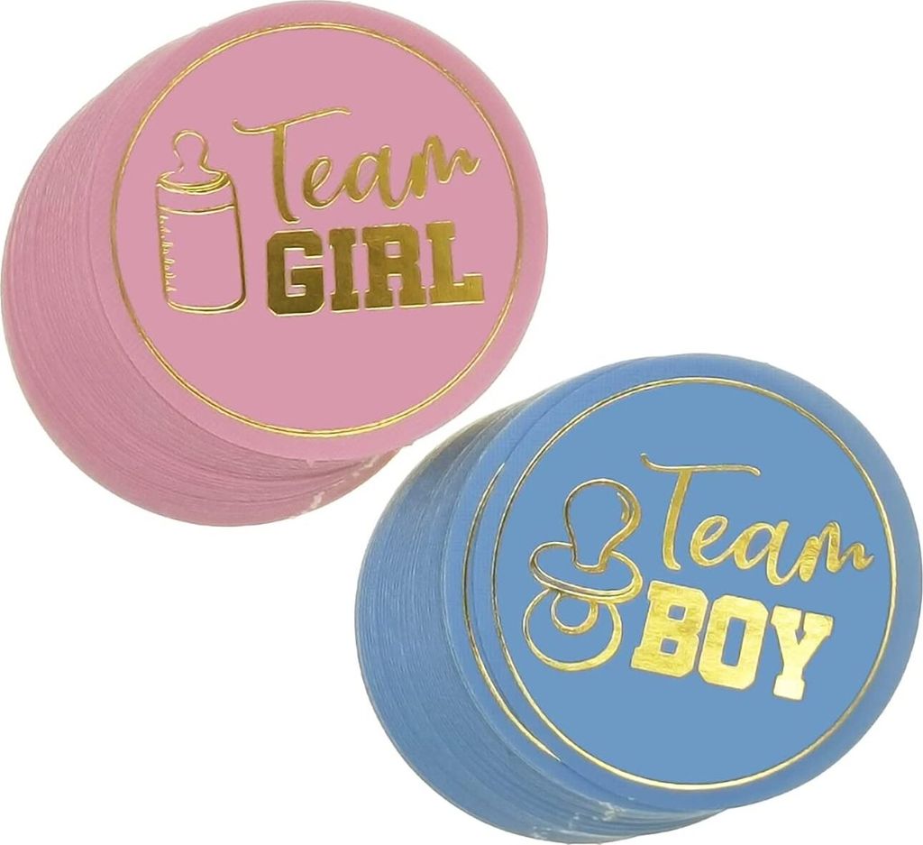 Geschlecht Offenbaren Aufkleber,72 Stücke Gender Reveal Babyaufkleber mit Goldenen Glitzer Buchstaben Babyparty Etiketten für Babyparty Dekorationen