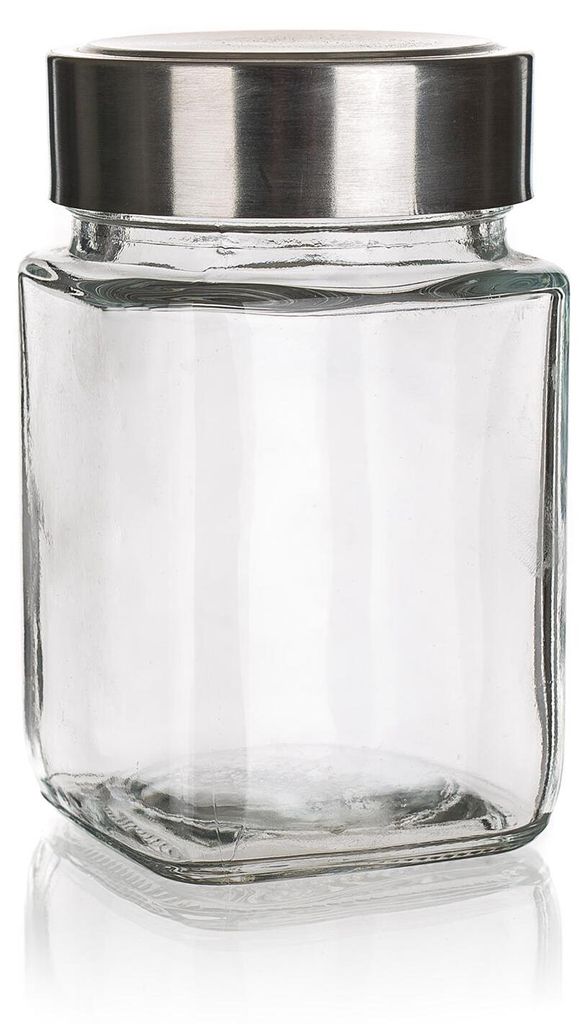 Kwadratowy słoik 0,3l szkło + pokrywka ze stali nierdzewnej Zdjęcie produktu 