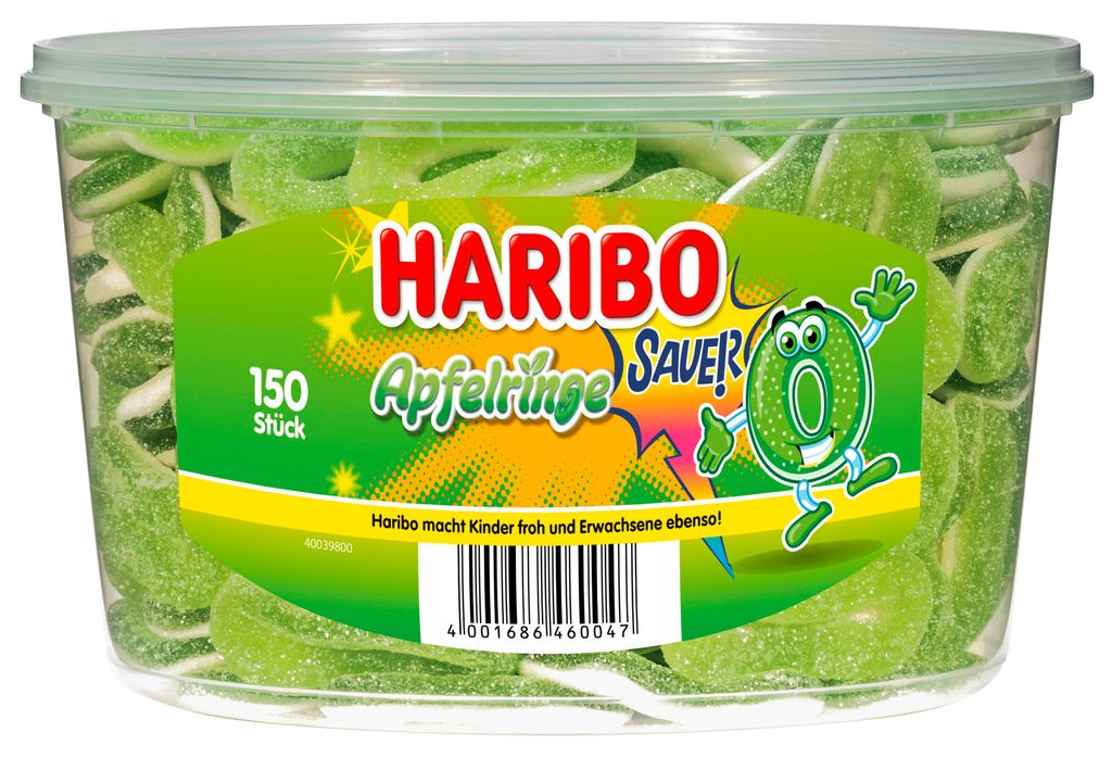 Haribo - Anneaux de pomme acide 150 pcs. TIN Image du produit 