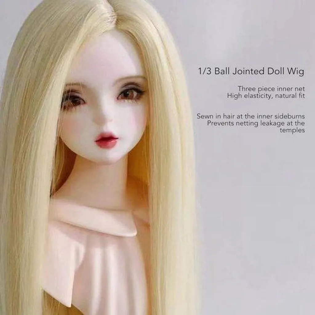 Cheveux blonds pour poupée 1/3, fibre résistante à la chaleur 21-24cm