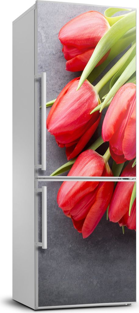 Tulup Kühlschrankdekoration - 70x190 cm - Aufkleber auf dem Kühlschrank - rote Tulpen