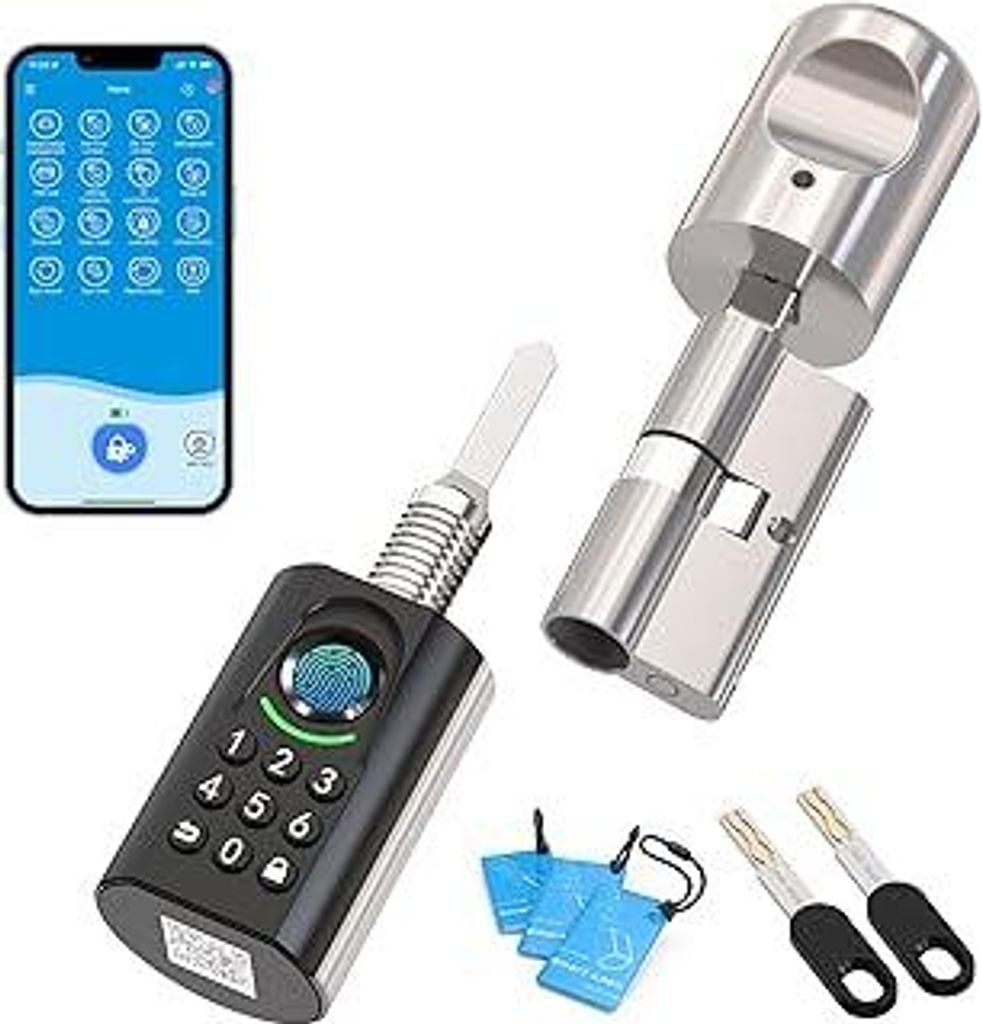 WELOCK Fingerabdruck Passwort Türschloss mit Schlüssel, Elektronisches Türschloss Code mit App und Karte, Elektronische Zahlencode Türschloss V...