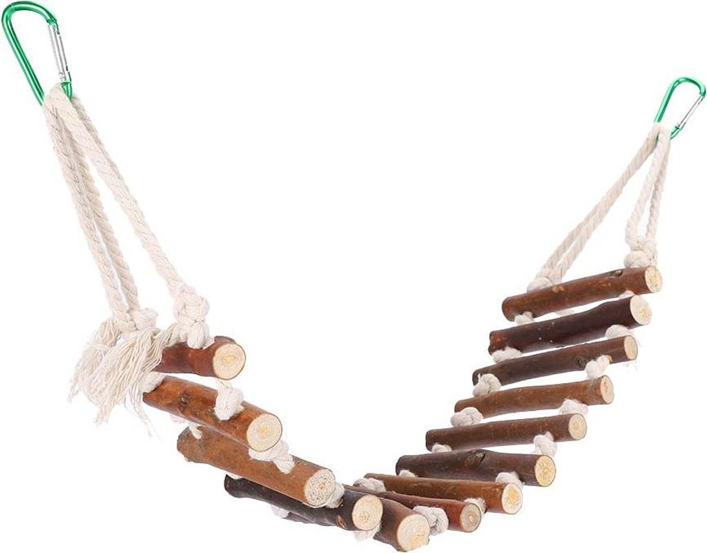 Papageien-Holz-Hängebrücke, 10 cm, Haustier-Vogel-Baumwollseil, weiche horizontale Luftleiter