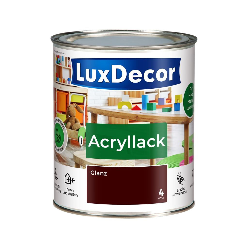 Acryllack 750ml Glanz Holzlack (04) Heiße Schokolade Spielzeug Metall Möbel Lack